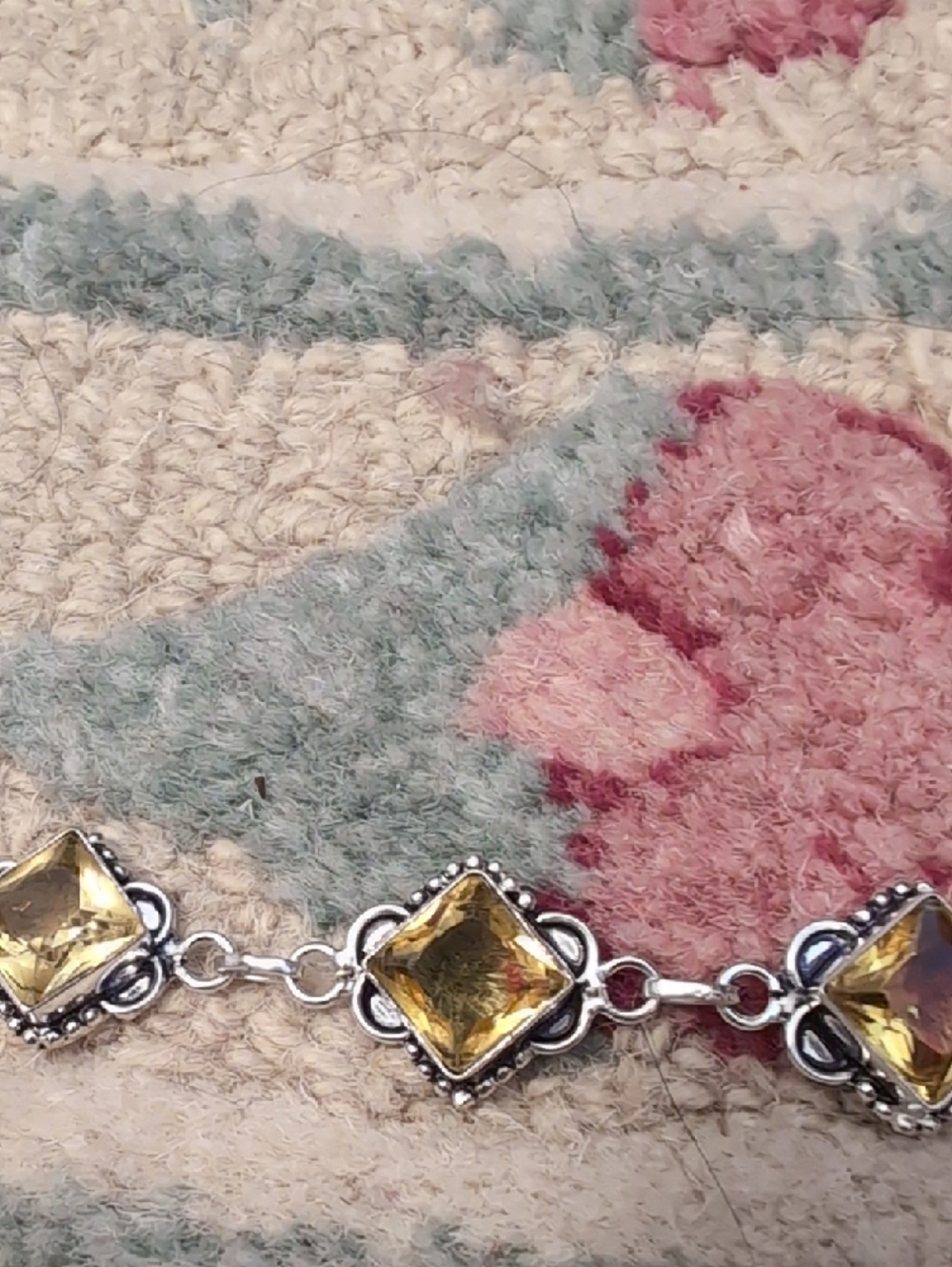 Sterling Silver Citrine  Station Bracelet